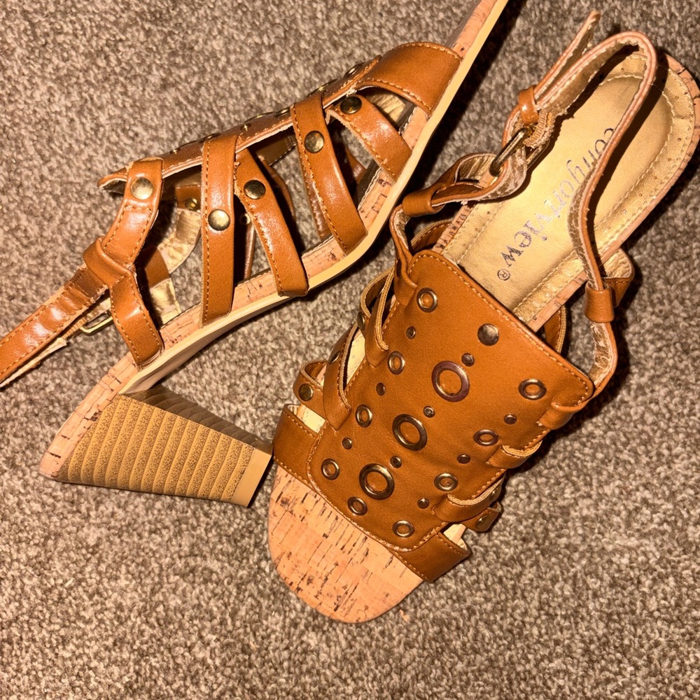Corkys Tan Strappy Heeled Sandals